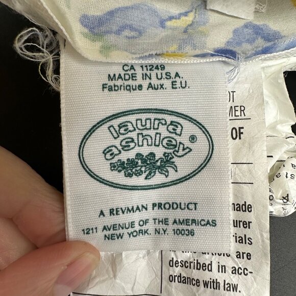 Vintage Throw Pillow Laura Ashley Charlotte USA Floral Ruffled 90s Blue Yellow - Picture 4 of 8